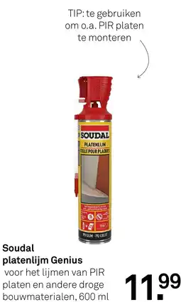 Karwei Soudal platenlijm Genius aanbieding