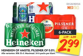 Dekamarkt Heineken of amstel pilsener of 0.0% aanbieding