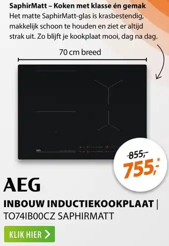 Expert Aeg inbouw inductiekookplaat TO741B00CZ SAPHIRMATT aanbieding