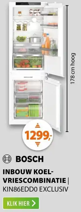 Expert Bosch inbouw koelvriescombinatie KIN86EDDO EXCLUSIV aanbieding