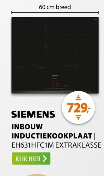 Expert Siemens inbouw inductiekookplaat EH631HFC1M EXTRAKLASSE aanbieding