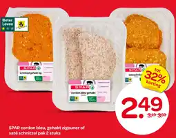 Spar SPAR cordon bleu, gehakt zigeuner of saté schnitzel aanbieding