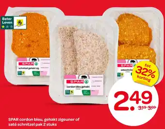 Spar SPAR cordon bleu, gehakt zigeuner of saté schnitzel aanbieding