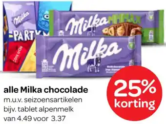 Spar Alle Milka chocolade aanbieding