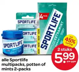 Spar Alle Sportlife multipacks, potten of mints 2-packs aanbieding