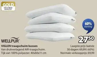 Jysk Wellpur viglen traagschuim kussen aanbieding
