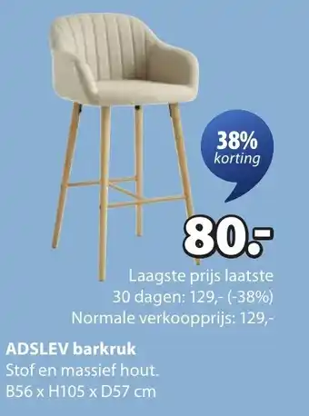 Jysk Adslev barkruk aanbieding