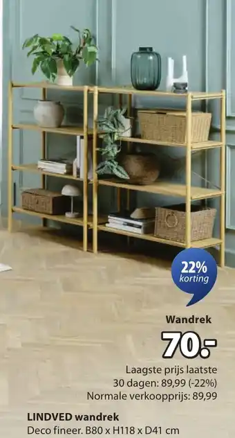 Jysk LINDVED Wandrek aanbieding