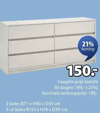 Jysk BILLUND ladekast aanbieding
