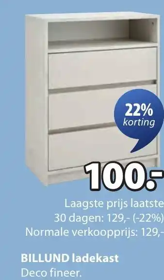 Jysk BILLUND ladekast aanbieding