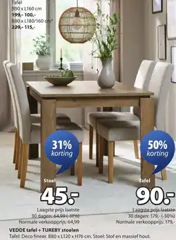Jysk VEDDE tafel aanbieding