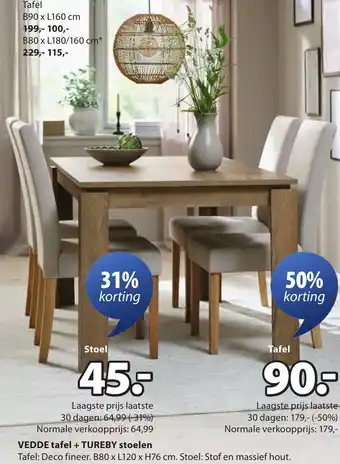 Jysk VEDDE tafel aanbieding
