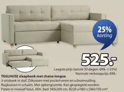 Jysk TEGLHUSE slaapbank met chaise longue aanbieding