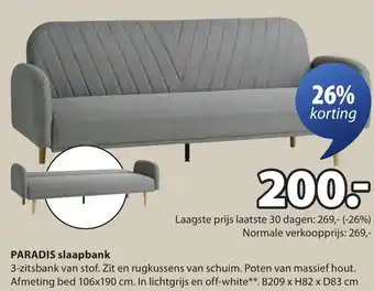 Jysk PARADIS slaapbank aanbieding