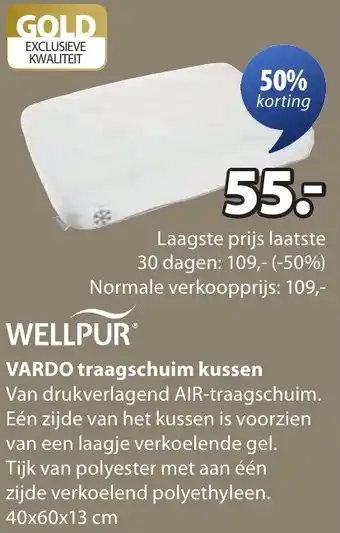 Jysk WELLPUR VARDO traagschuim kussen aanbieding
