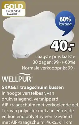 Jysk WELLPUR SKAGET traagschuim kussen aanbieding
