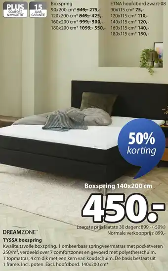 Jysk DREAMZONE TYSSA boxspring aanbieding