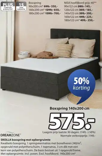 Jysk DREAMZONE SKOLLA boxspring met opbergruimte aanbieding