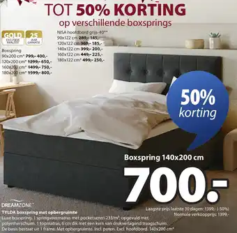 Jysk DREAMZONE TYLDA boxspring met opbergruimte aanbieding