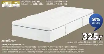 Jysk DREAMZONE DRIVA springveermatras aanbieding