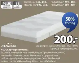 Jysk DREAMZONE HEGGA springveermatras aanbieding