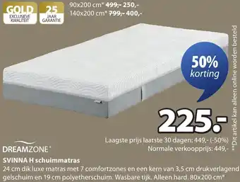 Jysk DREAMZONE SVINNA H schuimmatras aanbieding
