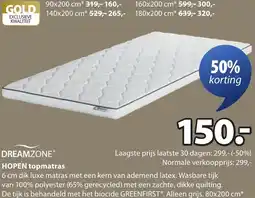 Jysk DREAMZONE HOPEN topmatras aanbieding