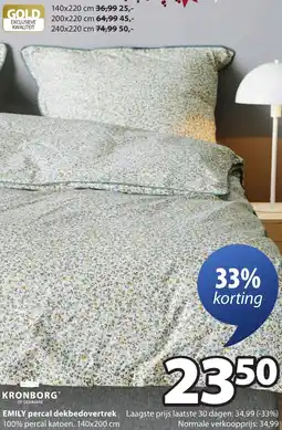 Jysk KRONBORG EMILY percal dekbedovertrek aanbieding