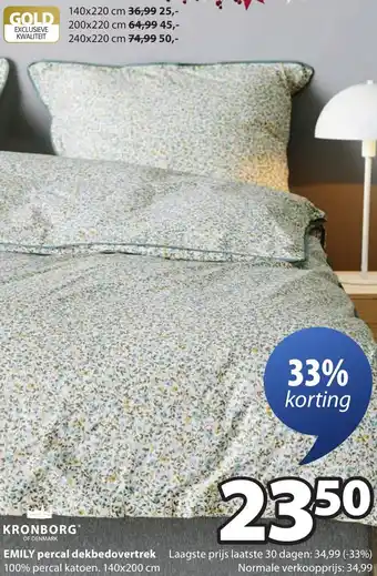 Jysk KRONBORG EMILY percal dekbedovertrek aanbieding