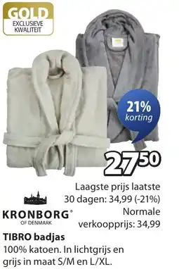 Jysk KRONBORG TIBRO badjas aanbieding