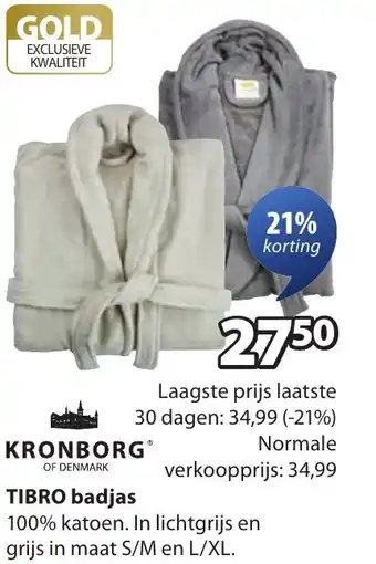 Jysk KRONBORG TIBRO badjas aanbieding