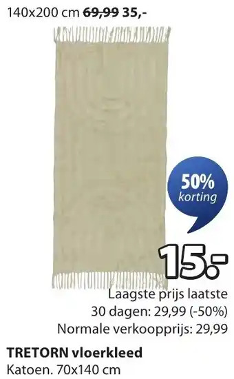 Jysk TRETORN vloerkleed aanbieding