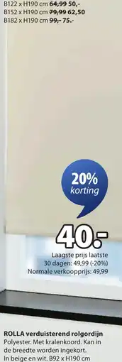 Jysk ROLLA verduisterend rolgordijn aanbieding