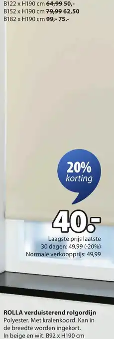 Jysk ROLLA verduisterend rolgordijn aanbieding