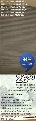Jysk LOSNA verduisterend plisségordijn aanbieding