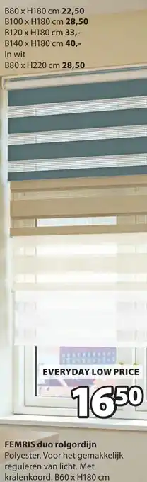 Jysk FEMRIS duo rolgordijn aanbieding