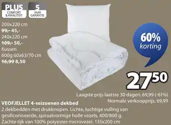 Jysk VEOFJELLET 4-seizoenen dekbed aanbieding