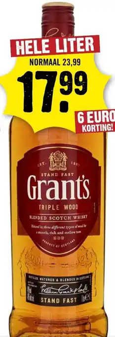 Dirck 3 Grant's Triple Wood Blended Scotch Whisky aanbieding