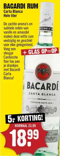 Dirck 3 Bacardi Rum Carta Blanca aanbieding