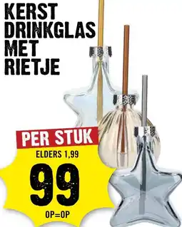 Dirck 3 Kerst drinkglas met rietje aanbieding