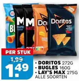 Sahan Supermarkten Doritos, bugles of lay's max aanbieding