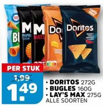 Sahan Supermarkten Doritos, bugles of lay's max aanbieding