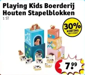 Kruidvat Playing Kids Boerderij Houten Stapelblokken aanbieding