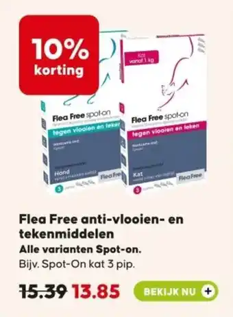 Pets Place Flea Free anti-vlooien en tekenmiddelen aanbieding