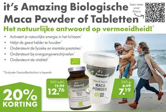 Gezond & Wel it's Amazing Biologische Maca Powder of Tabletten aanbieding
