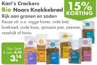 Gezond & Wel Kari's Crackers Bio Noors Knekkebrød aanbieding