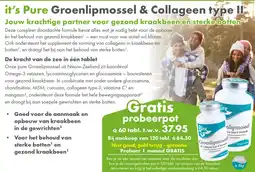 Gezond & Wel it's Pure Groenlipmossel & Collageen type II aanbieding