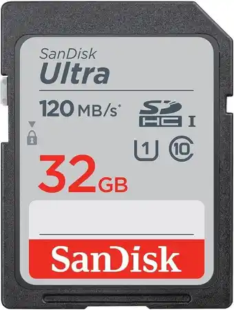 Amazon SanDisk Ultra 32GB SDHC Memory Card, Up to 120 MB/s, Class 10, UHS-I, V10, 3 packs aanbieding