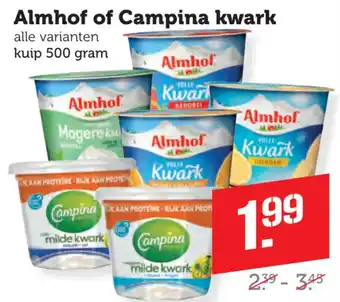 Dagwinkel Almhof of Campina kwark aanbieding