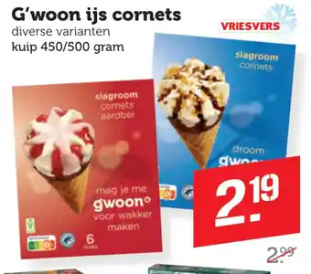 Dagwinkel G'woon ijs cornets aanbieding